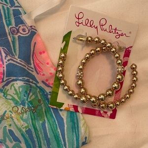 Lilly Pulitzer Gold Beaded Earrings 2”